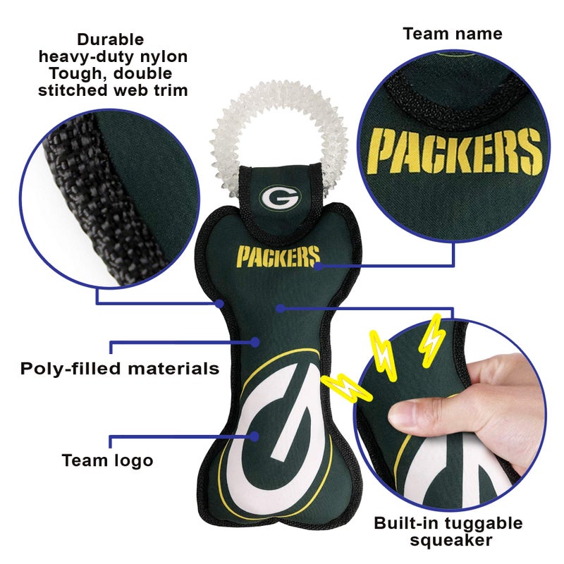 Pets First NFL Green Bay Packers Dental Dog TUG Toy with Squeaker. Tough PET Toy for Healthy Fun, Teething & Cleaning Pet's Teeth & Gum. (GBP-3310) - Image 4